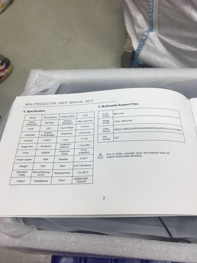 Tenker Led light source mini projector, TV & Home Appliances, TV