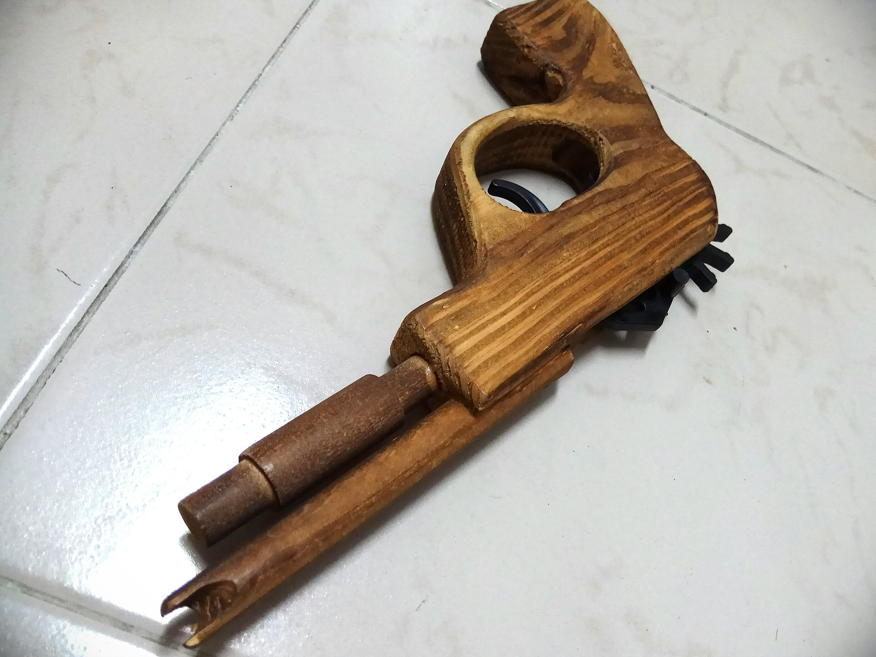 Wooden Rubber Band Gun, Hobbies & Toys, Toys & Games on Carousell