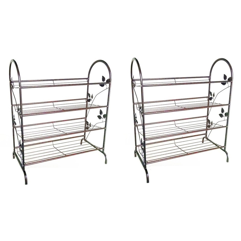 Wrought Iron Shoe Rack 4 level (Dark) 2 units, Furniture & Home
