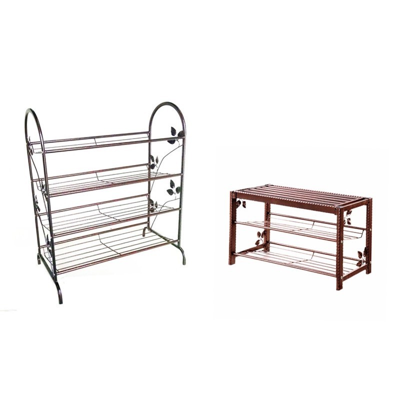 Wrought Iron Shoe Rack + Bench Shoe Rack (2item), Furniture & Home