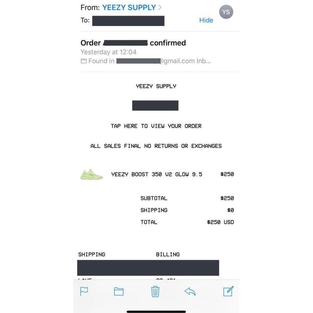 yeezy supply receipt