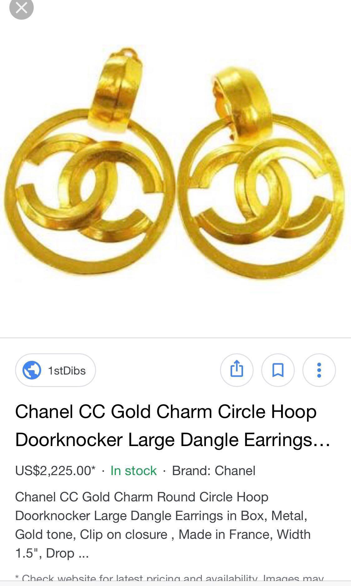 $2,225 Vintage CHANEL CC Gold Charm Circle Hoop Doorknocker Large