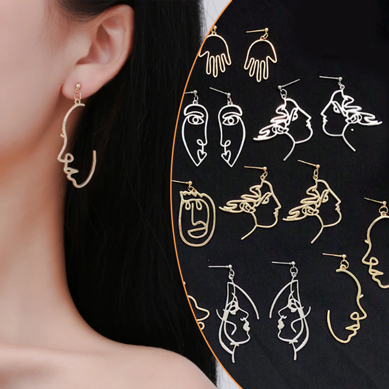 Aesthetic Abstract Face Earrings Women S Fashion Jewelry On