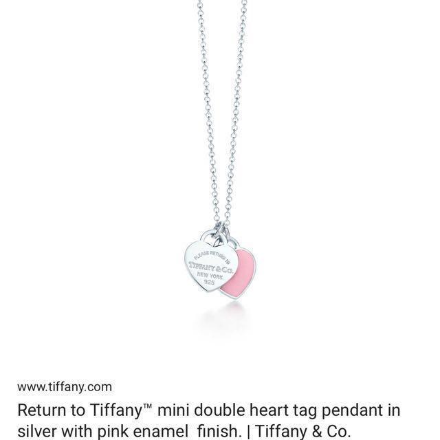 Return to tiffany mini double heart tag cheap pendant in silver with enamel finish