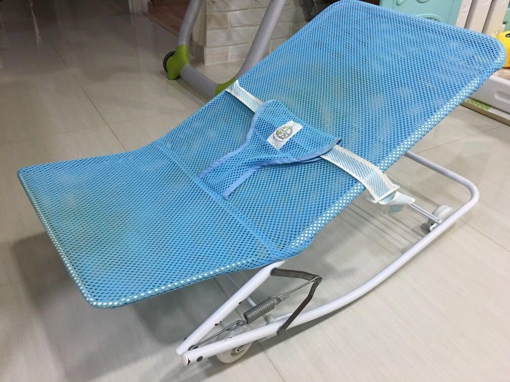 Baby Blue Mesh Rocker Chair with Wheels, Babies & Kids, Infant Playtime ...