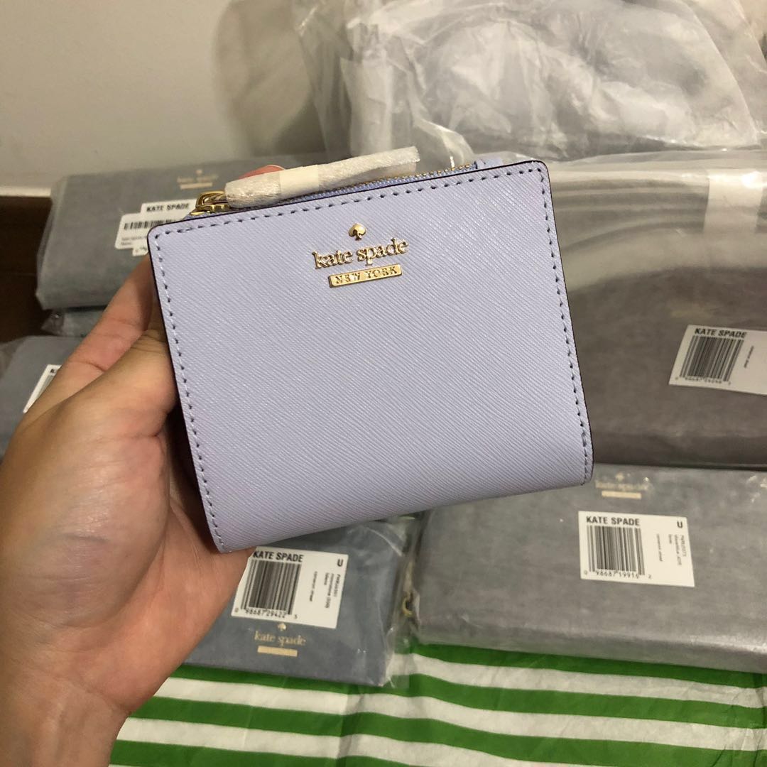 CRAZY RARE INSTOCK Kate Spade Cameron Street Adalyn Bifold Small Wallet Morning Dawn Light Blue Lavender