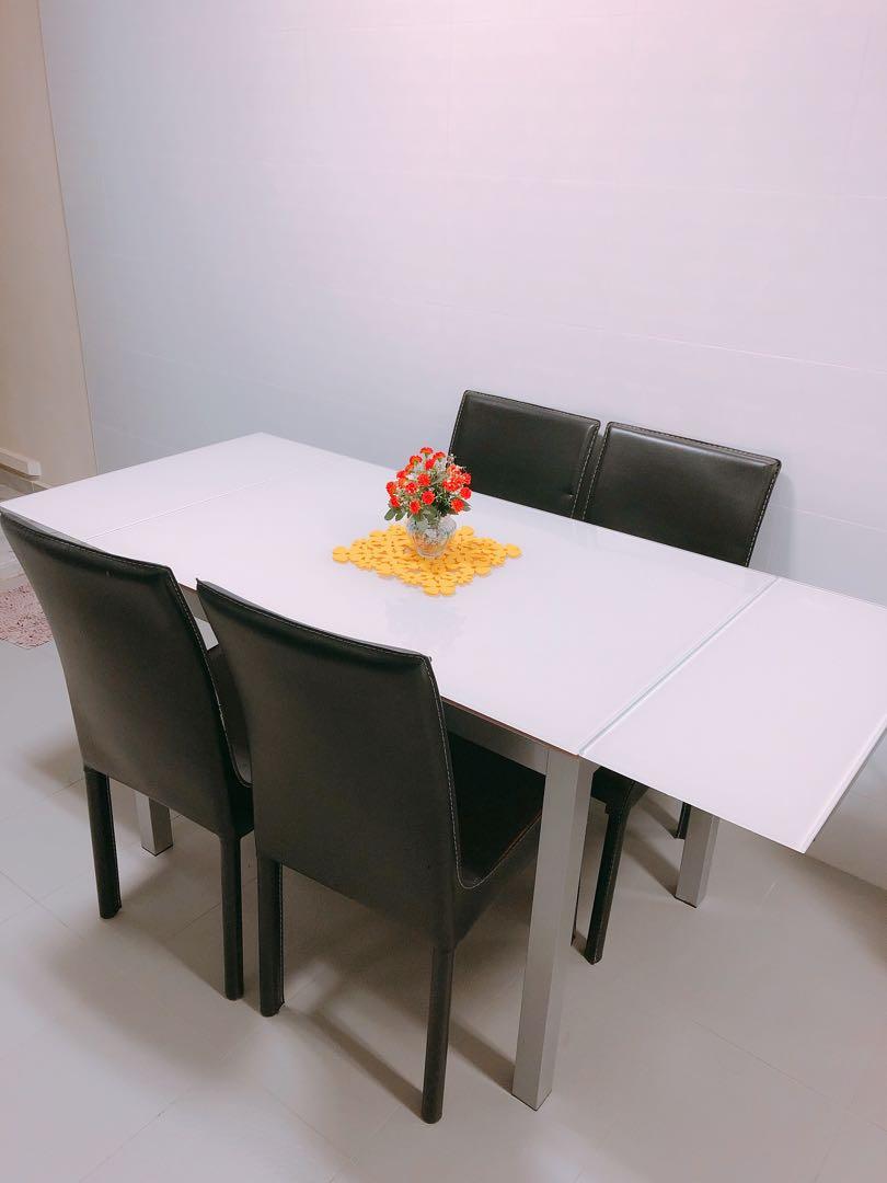 Extendable Tempered Glass Dining Table Furniture Tables Chairs On Carousell