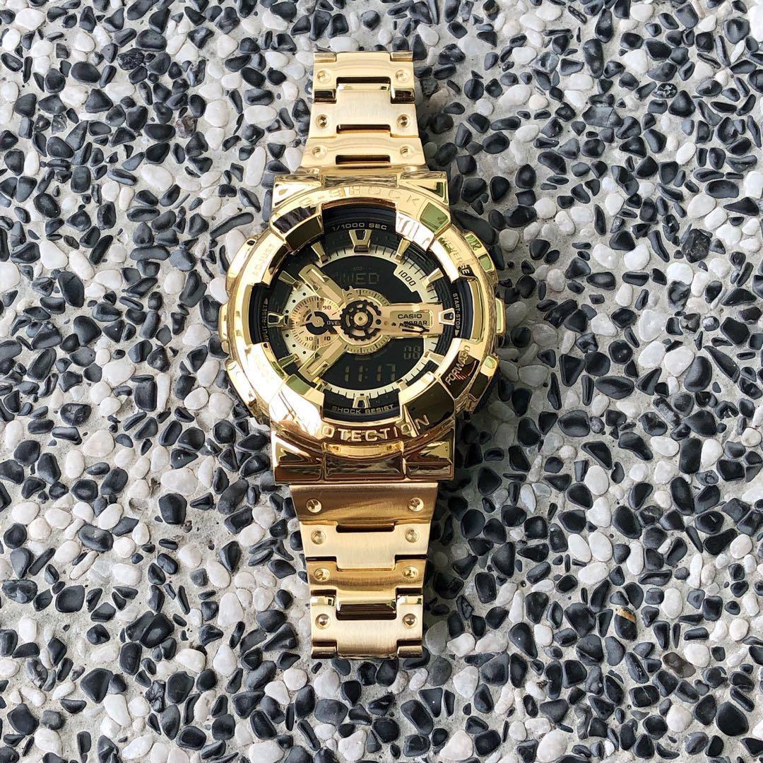 Out of stock . First in the world Brand new and authentic GA110 in CUSTOM full GOLD stainless steel metal metal g shock full metal G Shock