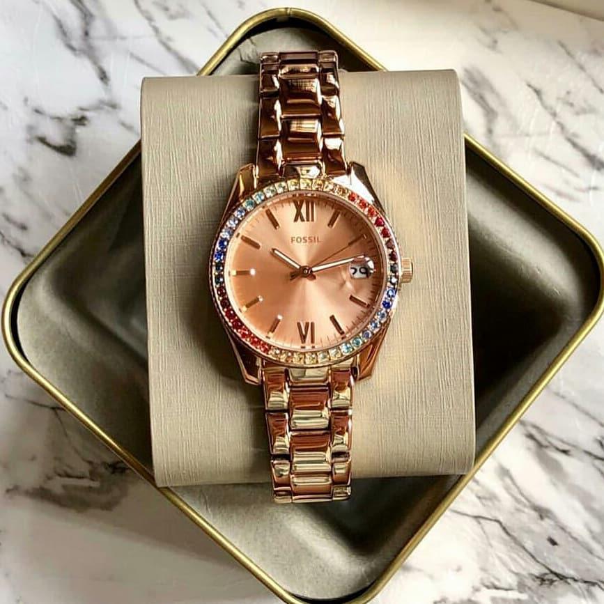 Fossil gold clearance diamond watch