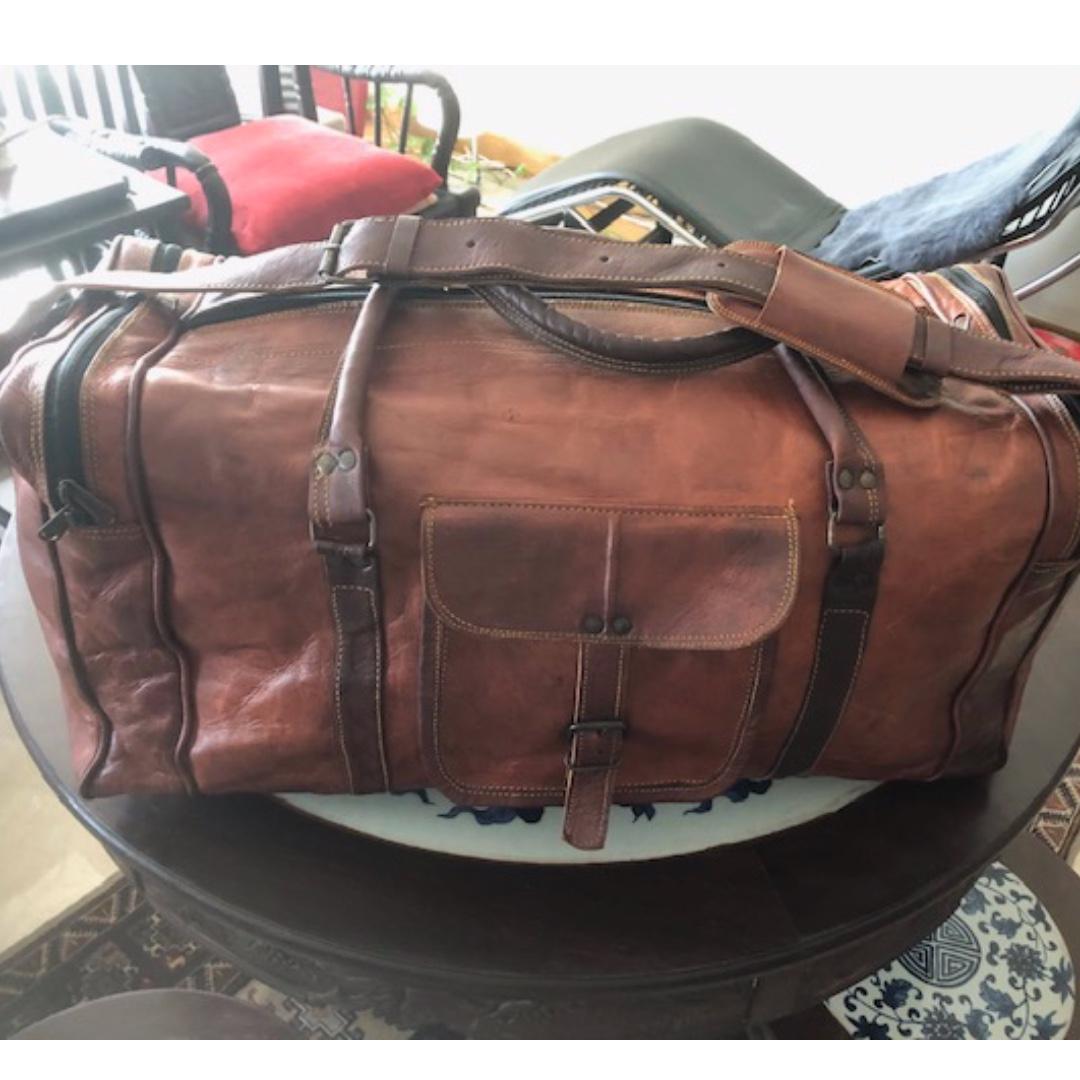 used leather duffle bags