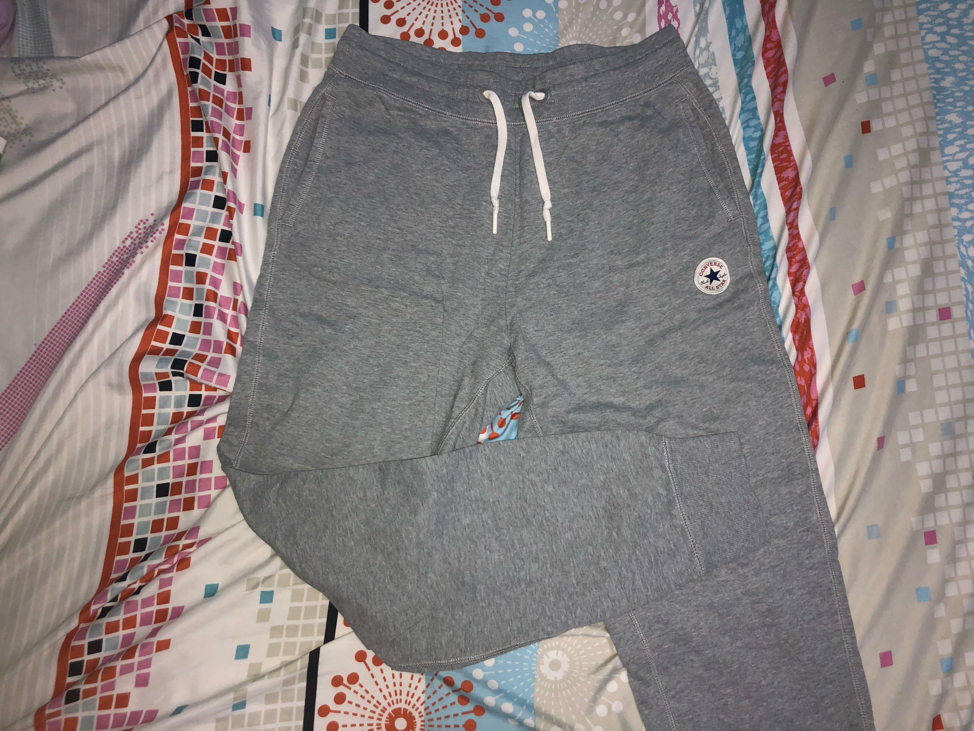 Grey converse sweatpants Men s Fashion Bottoms Joggers on Carousell