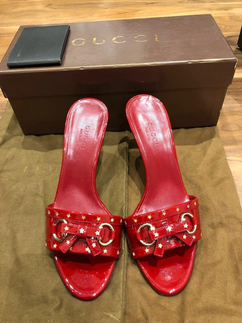 Gucci Red Patent Leather Mules (Price 