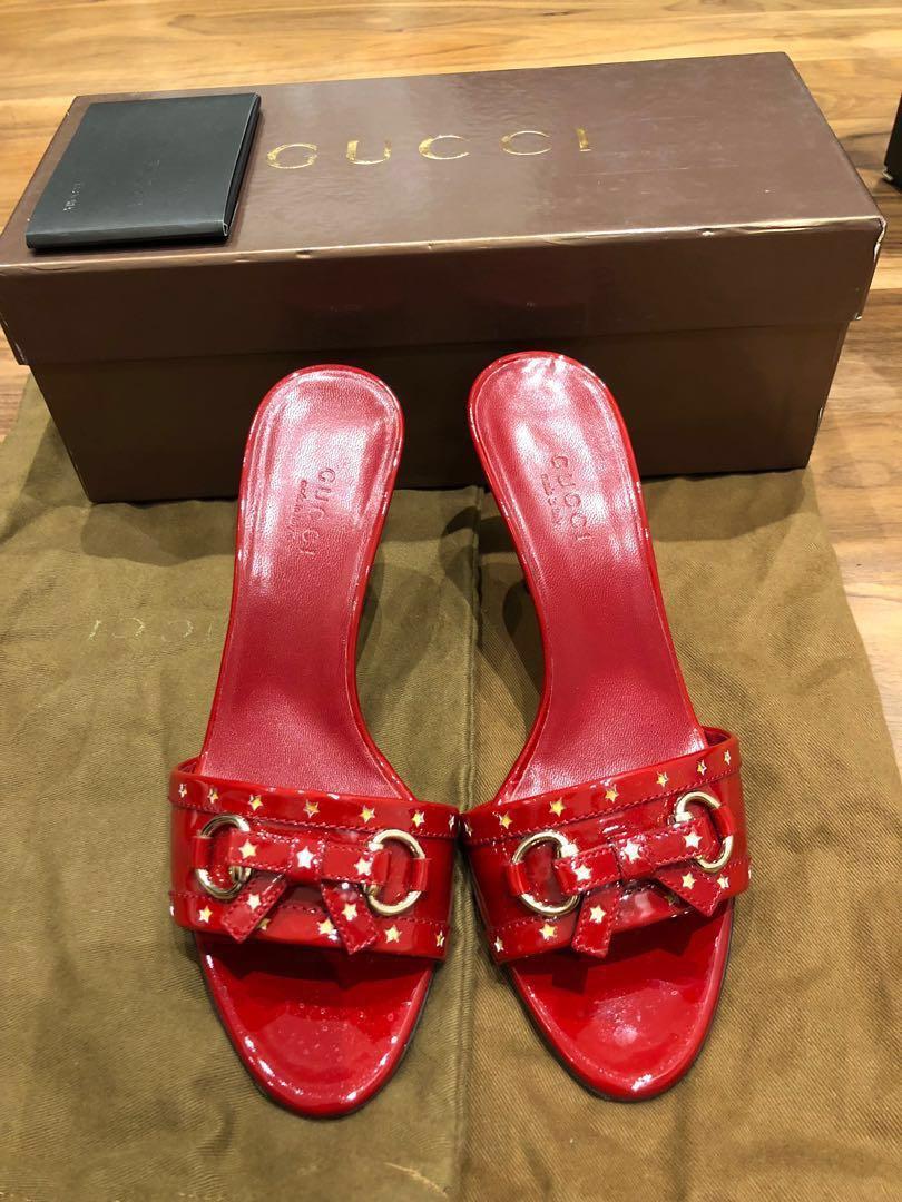 gucci red mules