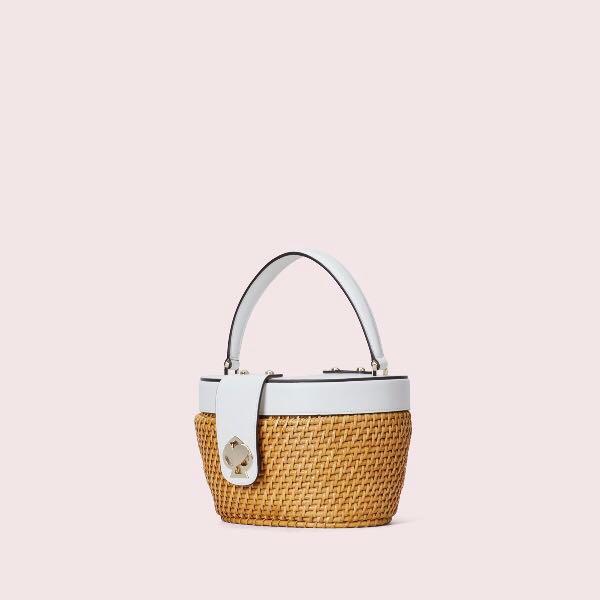 Kate Spade Rose Medium Top Handle Basket Bag Optic White