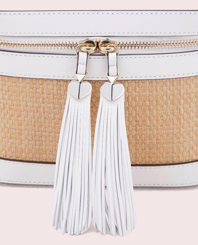 Kate spade rose top straw crossbody