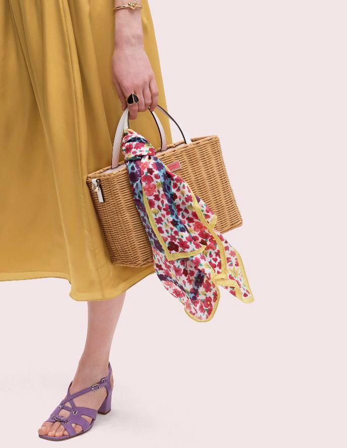 Kate Spade Sam Wicker Medium Satchel Handbag Slingbag Optic White Multi Floral Women s Fashion Bags Wallets Cross body Bags on Carousell