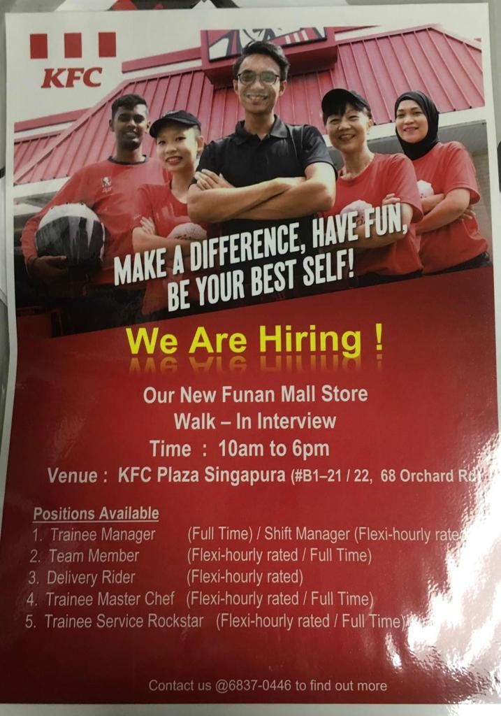 Kfc Fulltime And Part Time Staff In Orchard Jobs Hospitality F B On Carousell
