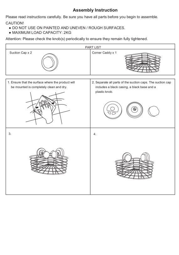 Kmart Anko Suction Corner Caddy Black, Furniture & Home Living