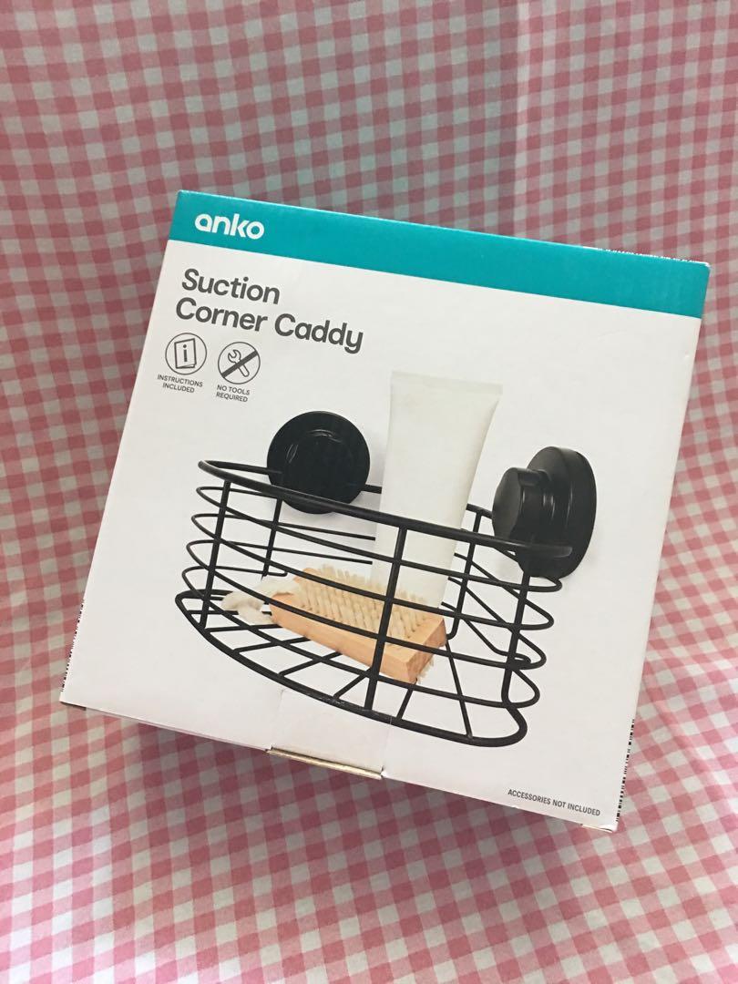 Kmart Anko Suction Corner Caddy Black, Furniture & Home Living