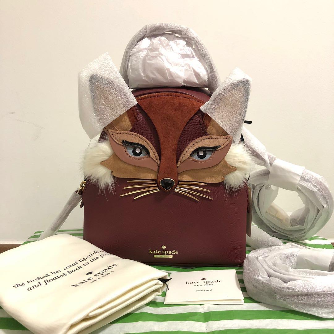 SOLD LIMITED EDITION COLLECTIBLE Kate Spade So Foxy Binx Mini Small Backpack Slingbag Crossbody Convertible Fox Sienna Burgundy Red Brown Fall