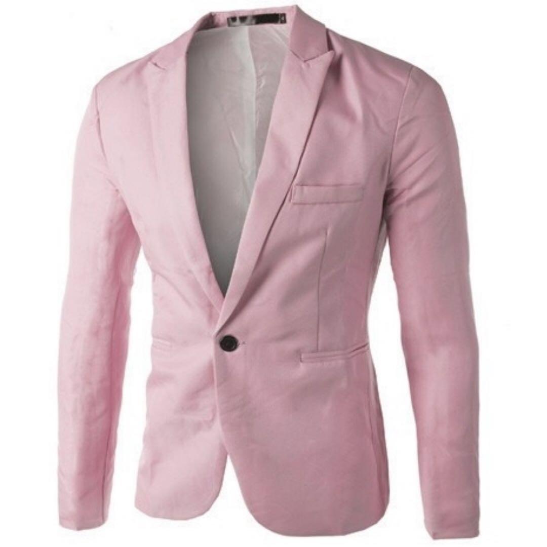 Men Formal Pink Blazer/Navy Blue/Black/Grey/White/Red, Men's