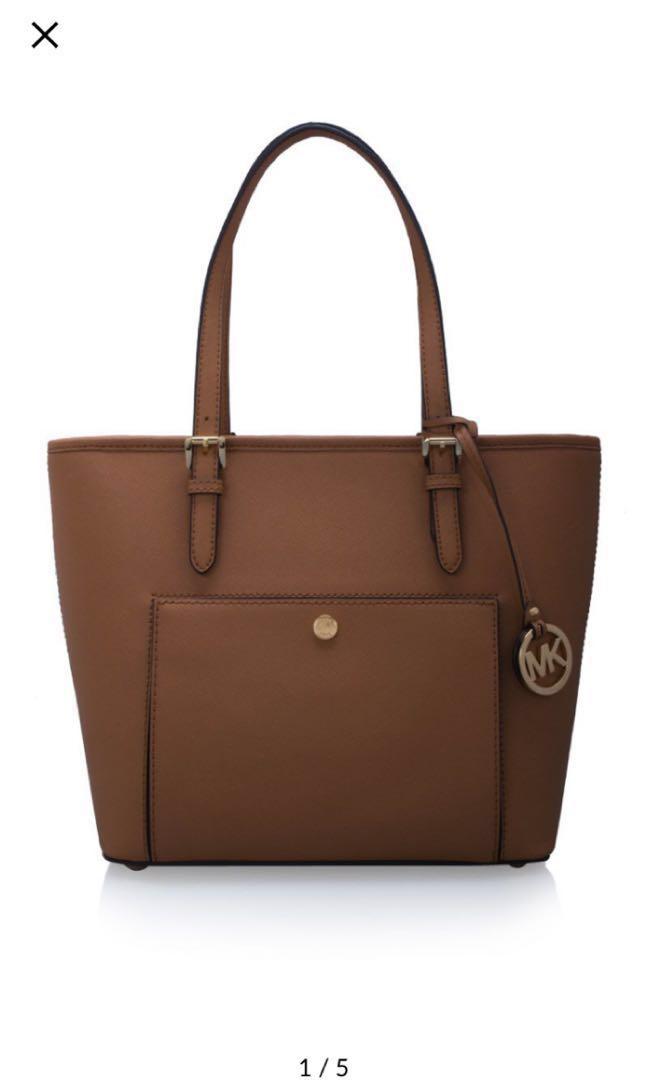 michael kors jet set medium top zip snap pocket tote