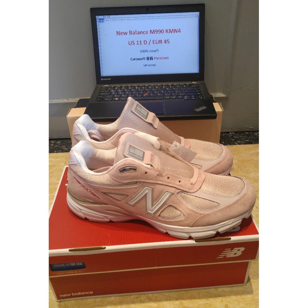 最後一對! 罕有! New Balance 990 v4 KMN 粉紅Pink US11, 男裝, 鞋, 波