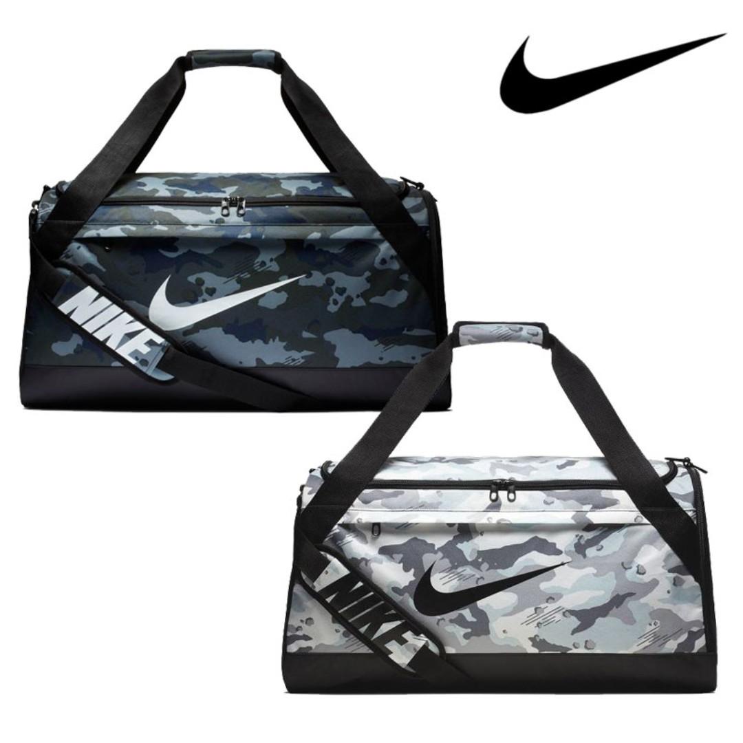 Nike Brasilia 6 Graphic Camo Medium Duffel Bag Anthracite/Black/White 