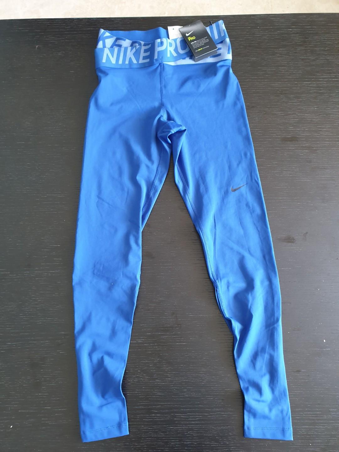 blue nike pro leggings