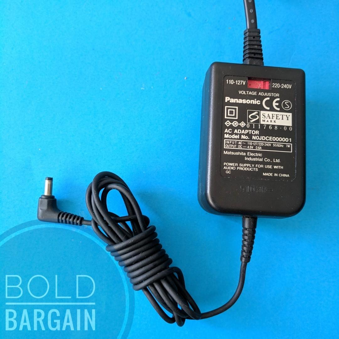 Panasonic AC / DC Adapter Charger 4.5 Volt 600 mA For Discman CD Player ...