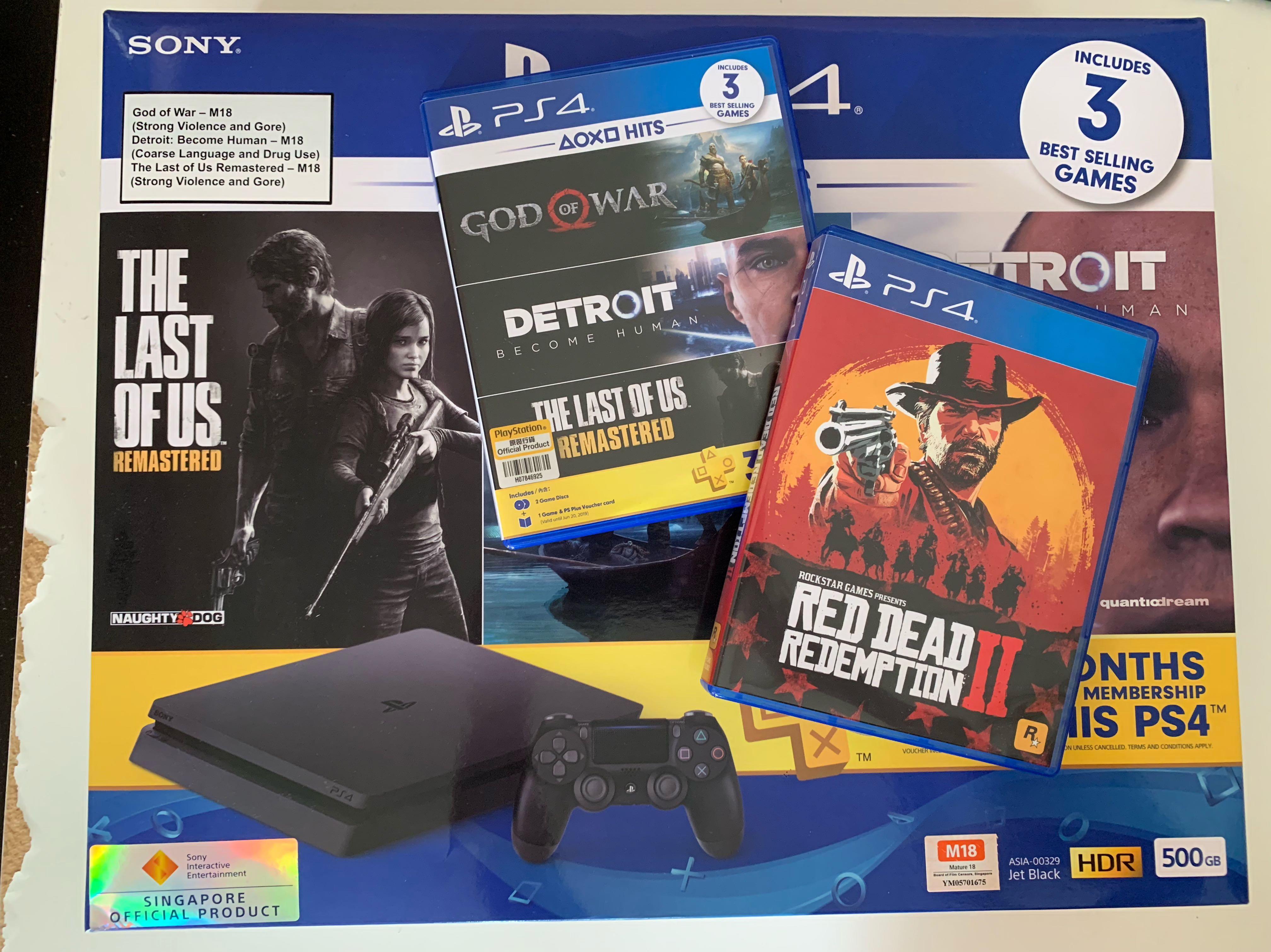 PS4 Slim 500GB with GOW RDR2 Detroit Video Gaming Video Game