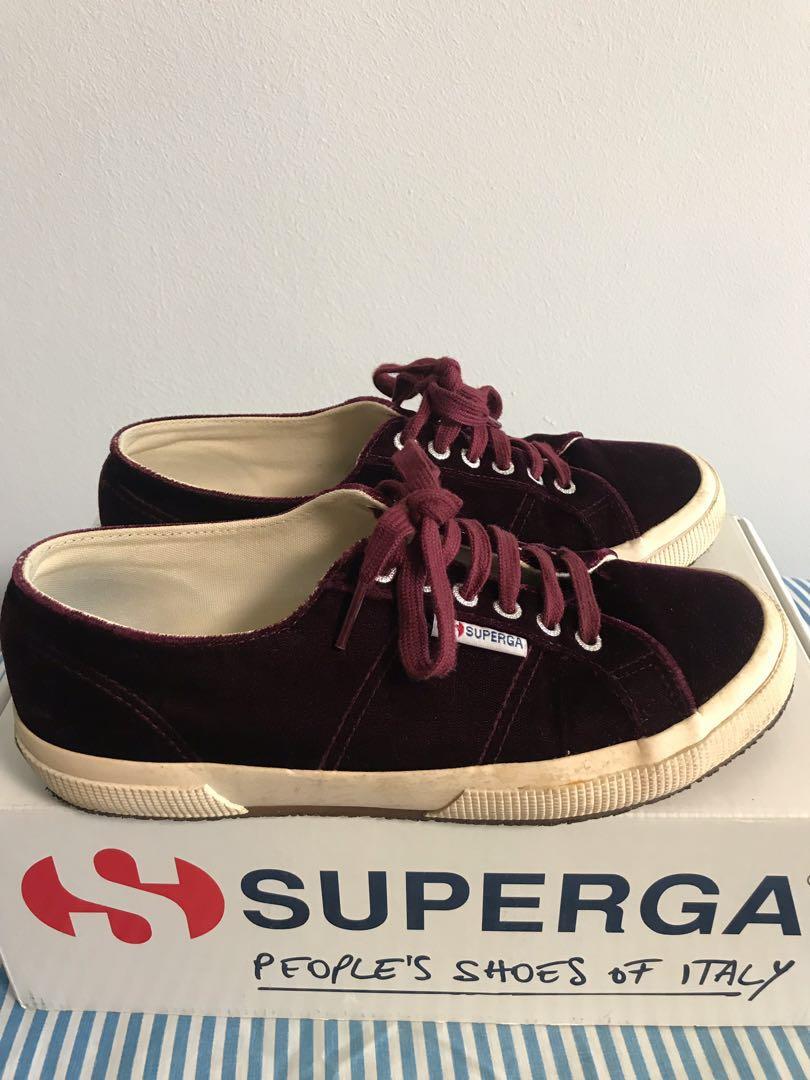 superga red velvet sneakers