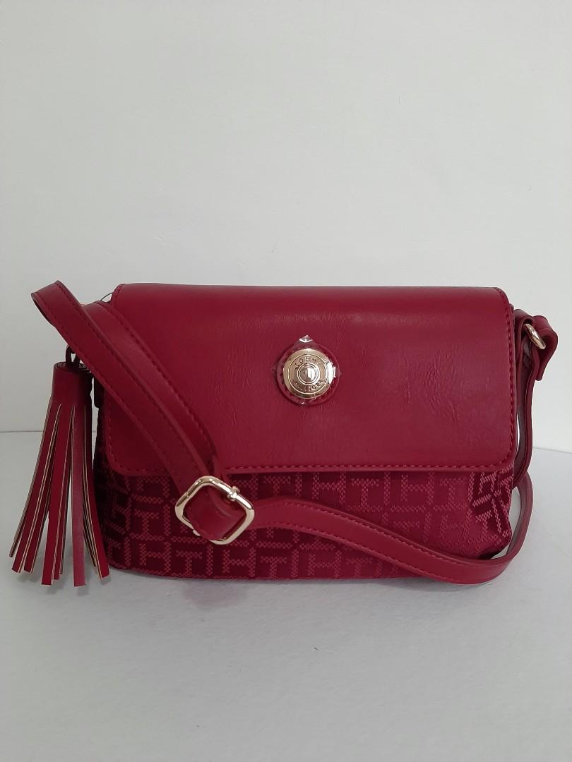 women's red cross body bags