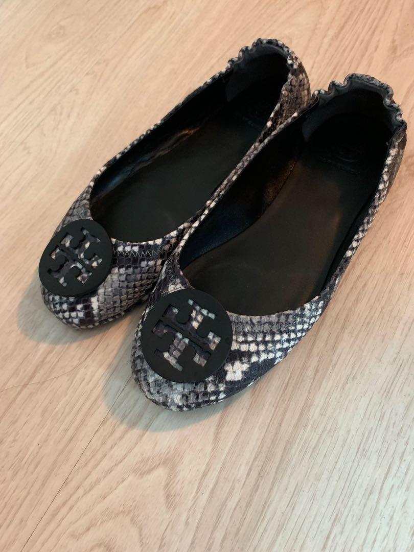 tory burch minnie snakeskin flats