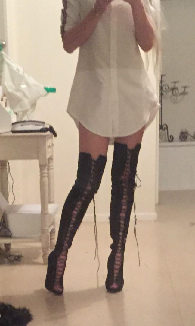 lace up thigh high boots australia