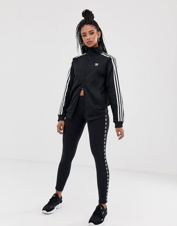 Adidas Originals Trefoil Logo Print Legging in Black Women s