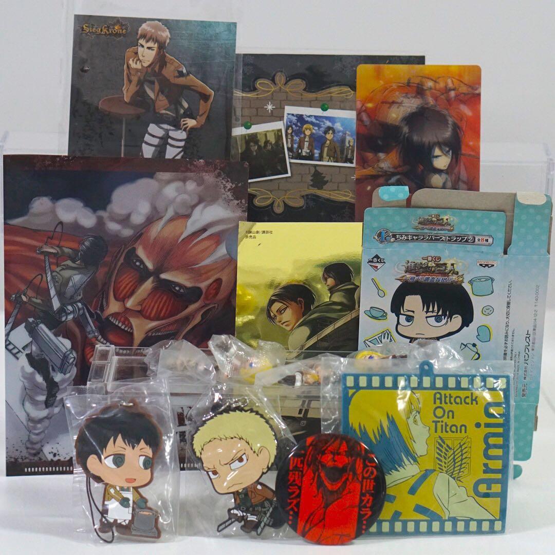 Anime Merchandise Shingeki No Kyojin Attack On Titans Mini File Postcard Gacha Gashapon Capsule Toy Keychain Exclusive Chopstick Holder And Rubber Trading Strap And Can Badge Everything Else On Carousell