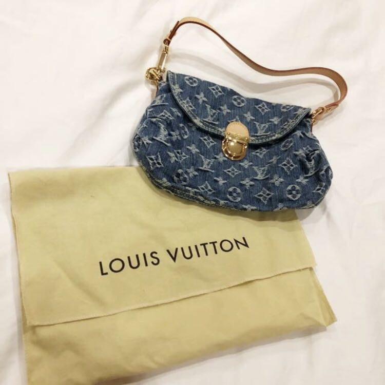 Mint Auth LOUIS VUITTON M95050 Monogram Denim Mini Pleaty Shoulder Bag Blue  LV
