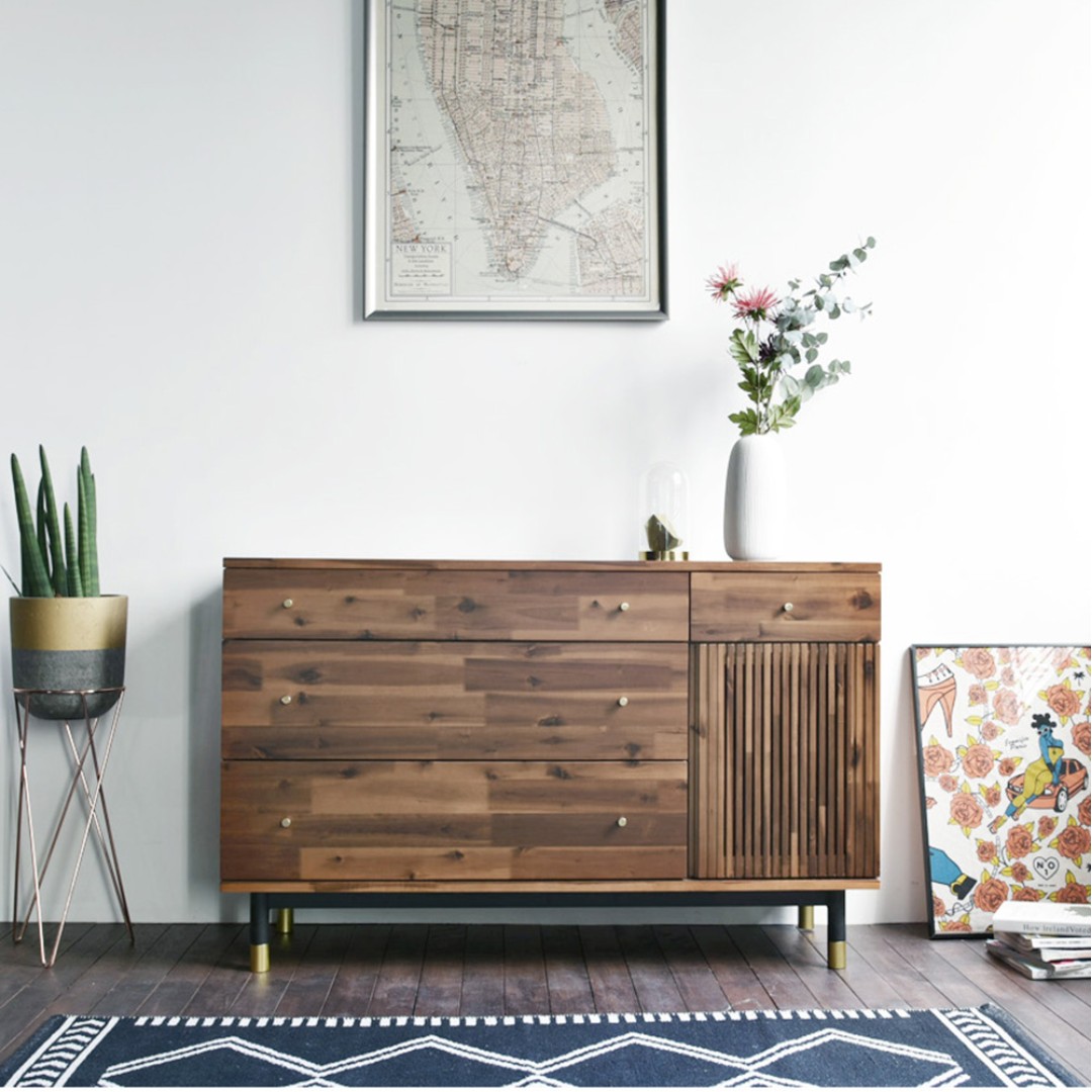 Dwell Acacia 3 Drawer Sideboard 1200 Furniture Shelves