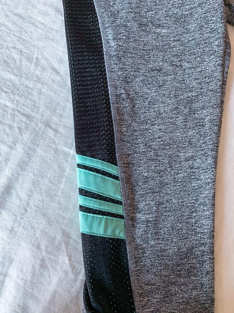Forever 21 Leggings (Category: Activewear) located in Muntinlupa City. Submitted by andreadaniela (Listing ID 226084017, Image 2). Description: comfortable & cute Still in great condition Capri leggings in size S. Gray color with black and teal details.