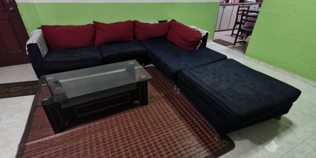 Glass Coffee Table Free L Shaped Sofa Furniture Tables Chairs On Carousell New bold tones diamond shaped glass modern stainless steel metal coffee table. carousell