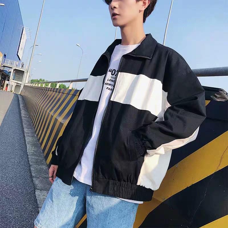 Mens black and cheap white windbreaker