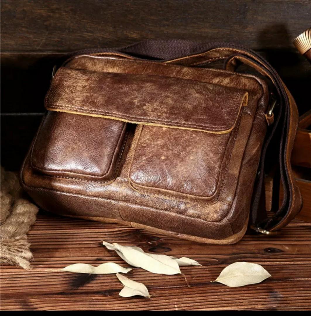 Genuine leather cheap mens messenger bag