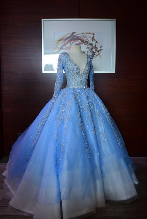 blue ombre ball gown