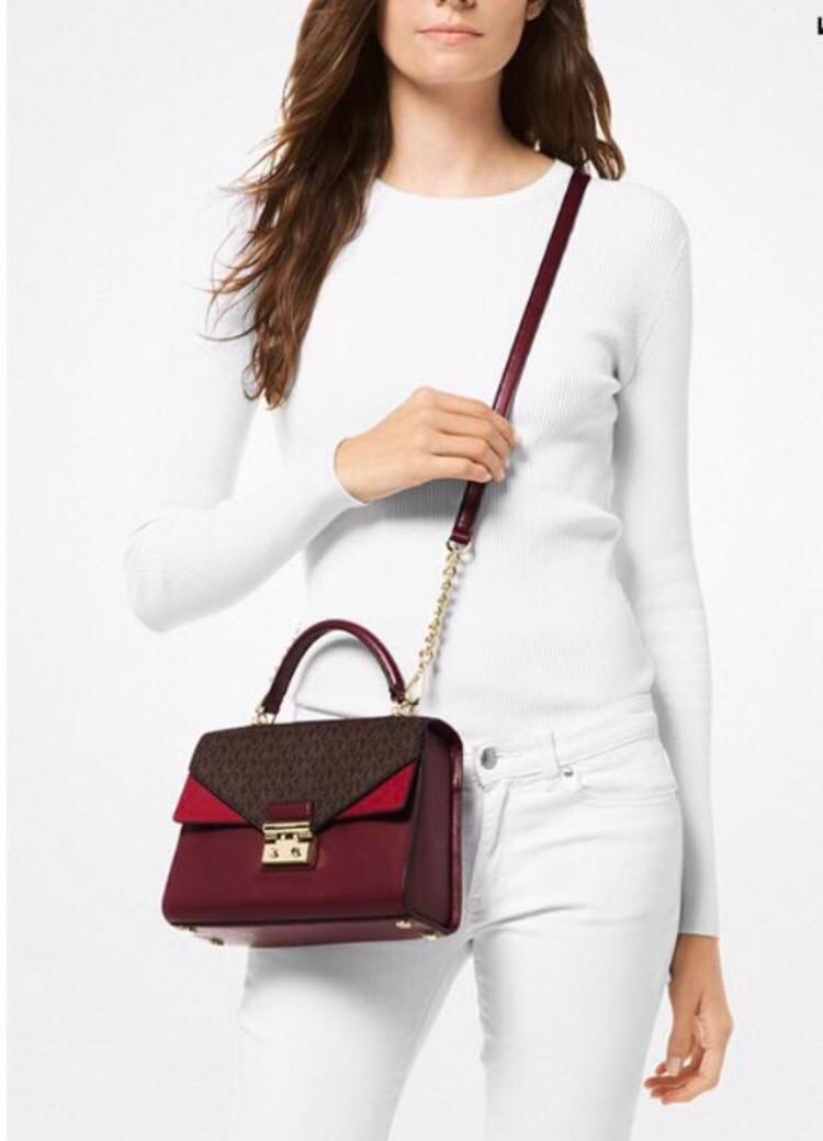 michael kors sloan medium logo and leather satchel