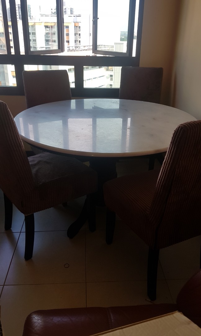 Round Dining Table With 6 Chairs Marble Top Furniture Tables Share This Listing