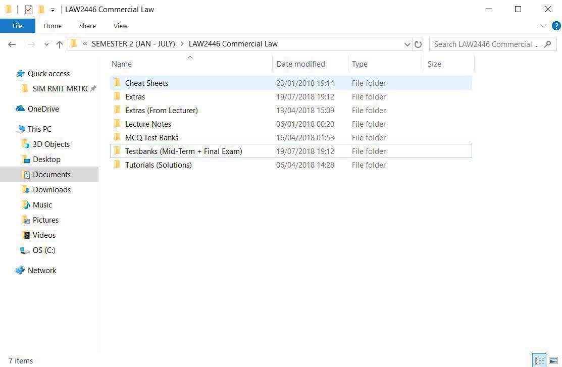 SIMRMIT LAW2446 COMMERCIAL LAW MATERIALS (Cheat Sheets + MCQ & Written