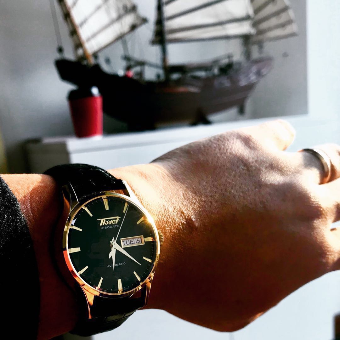 Tissot visodate black gold on sale