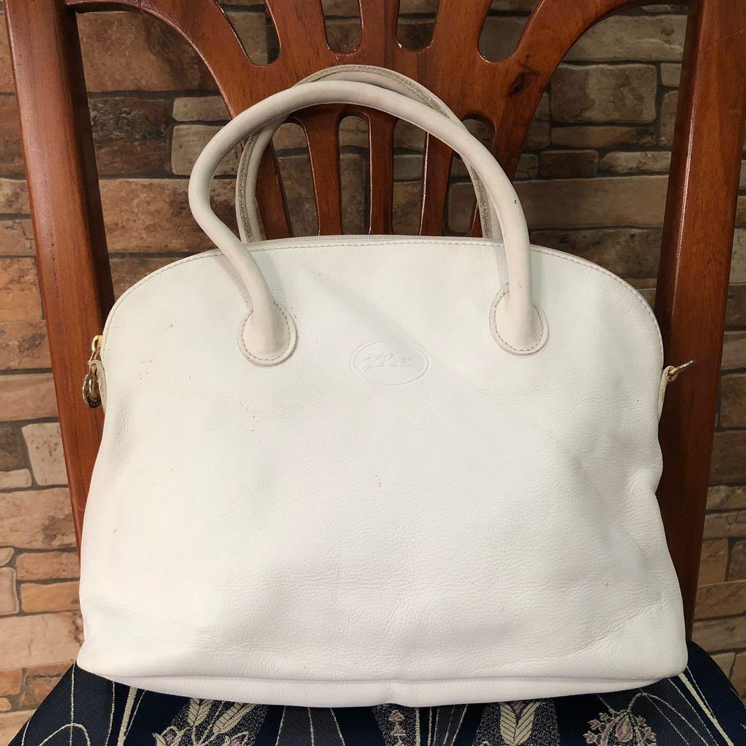 longchamp white leather bag