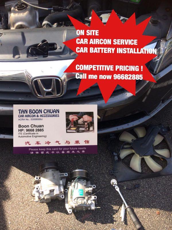 On Site Car Aircon Service Car Battery Replacement Car